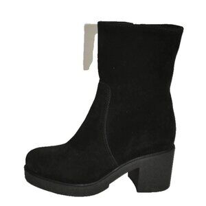 New! La Canadienne Zed Suede Black Size 6 Platform Ankle Boot DD396A